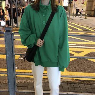High-neck Button Sweatshirt