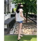Flutter-sleeve Eyelet-lace Top
