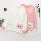 Lace-up Pig Embroidered Sweatshirt