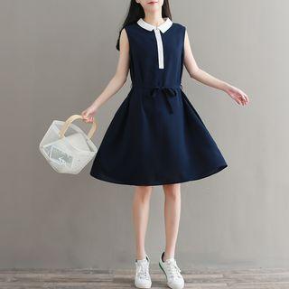 Two-tone Sleeveless Collar Dress