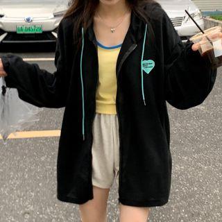 Heart Print Zipped Jacket