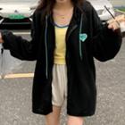 Heart Print Zipped Jacket