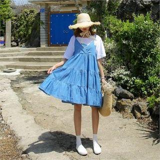 Tiered A-line Pinafore Dress