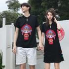 Couple Matching Short-sleeve Embroidered T-shirt / Mini Dress / Shorts
