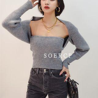 Plain Knit Tube Top / Shrug Cardigan