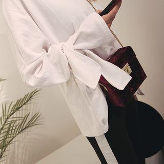 Tie-cuff Oversized Cotton T-shirt