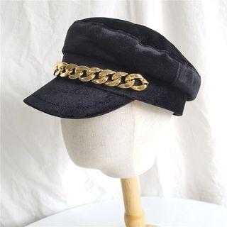 Chunky Chain Velvet Military Cap