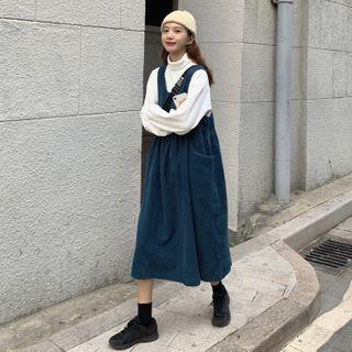 Midi Jumper Skirt / Mock-neck Long-sleeve T-shirt
