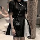 Mandarin Collar Mini A-line Dress