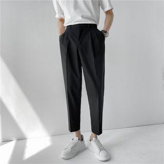 Striped Straight Leg Cropped Dress Pants