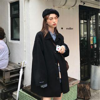 Plain Button-up Woolen Coat