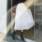 Scallop-hem Tiered Long Lace Skirt
