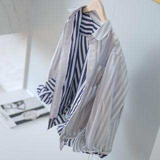 Striped Panel Reversible Shirt Jacket