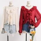 Tie-front Ruffled-trim Top