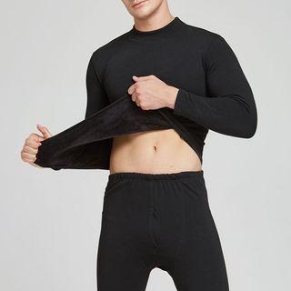Set: Long-sleeve Mock-neck Top + High Waist Skinny Pants