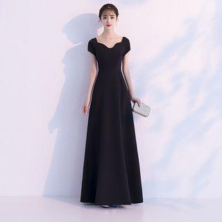 Cap-shoulder A-line Evening Gown