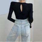 Twist Cutout-back Long-sleeve T-shirt