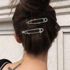 Rhinestone Safety Pin Hair Clip 1 Pc - Gold - One Size