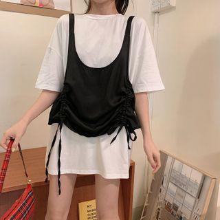 Set: Short Sleeve Plain T-shirt + Vest