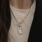 Irregular Pearl Pendant Stainless Steel Necklace 1 Pc - D625 - Silver - One Size