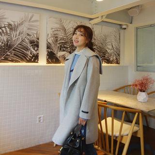 Hooded Wool Blend Coat Gray - One Size