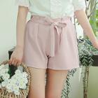 Elastic Tie-waist Shorts Pink - One Size