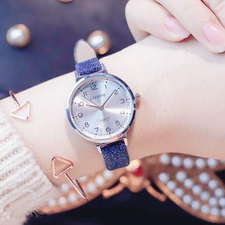 Set: Denim Strap Watch + Triangle Open Bangle
