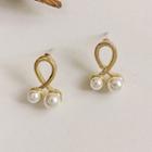 Faux Pearl Dangle Earring 1 Pair - Gold Plating - One Size