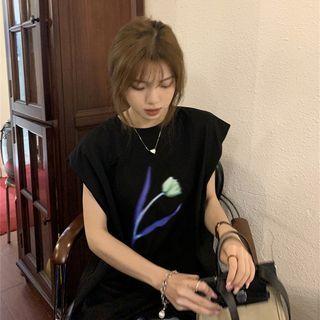 Crewneck Printed Oversize Tank Top