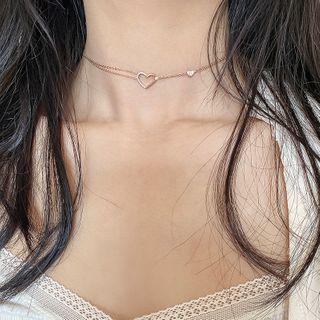 Asymmetric Rhinestone Heart Choker