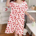 Elbow-sleeve Strawberry Print Sleep Dress / Sleep Top / Shorts / Set
