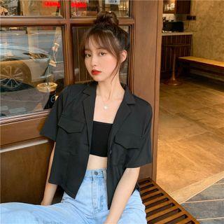 Short-sleeve Pocket Cropped Shirt