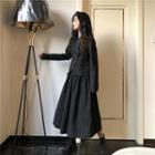Plain Blazer / Striped A-line Skirt