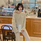 V-neck Cable Boxy Sweater