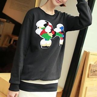 Long-sleeve Dog Fleece Pattern Top