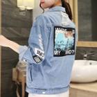Tagged Ripped Buttoned Denim Jacket