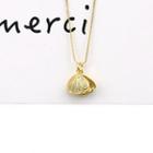 Shell Rhinestone Faux Pearl Pendant Alloy Necklace Gold - One Size