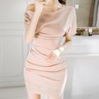 Asymmetrical Short-sleeve Sheath Dress