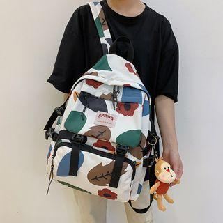 Leaf Print Nylon Backpack