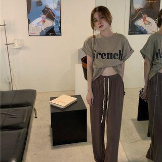 Lettering T-shirt / Wide-leg Pants