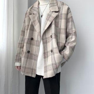 Double-breasted Loose-fit Check Coat