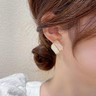 Two-tone Square Stud Earring