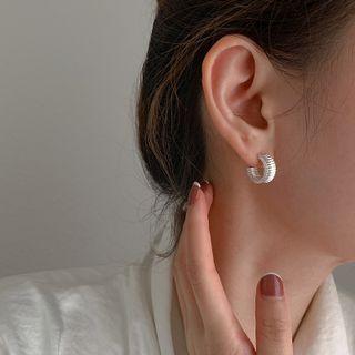 Sterling Silver Open Hoop Earring 1 Pair - 925 Silver - Earring - Silver - One Size
