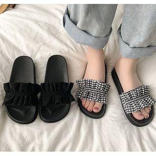 Frilled Trim Slide Sandals