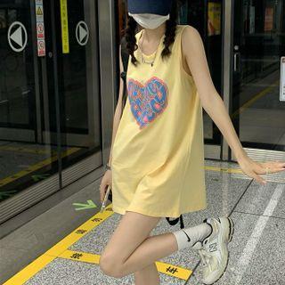 Heart Print Mini A-line Tank Dress
