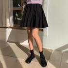 Band-waist Tiered Miniskirt
