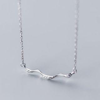 925 Sterling Silver Wavy Bar Necklace Silver - One Size