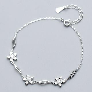 Flower Bracelet 925 Sterling Silver - Bracelet - One Size