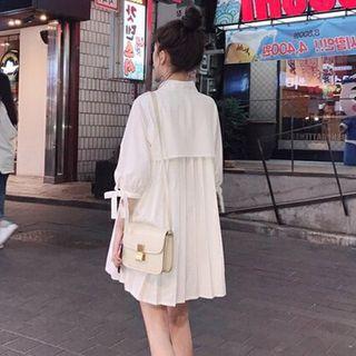 Tie-cuff Elbow-sleeve Mini Shirt Dress