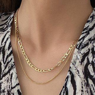 Alloy Layered Choker Set - Gold - One Size